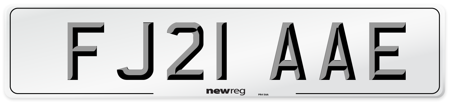 FJ21 AAE Number Plate from New Reg